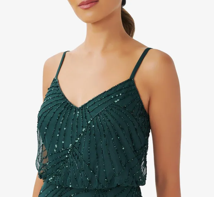 Adrianna Papell HandBeaded Blouson Long Sleeveless Gown In Nude Nude Women Long Dresses Adrianna Papell HandBeaded Blouson Long Sleeveless Gown In Nude Nude Women Long Dresses