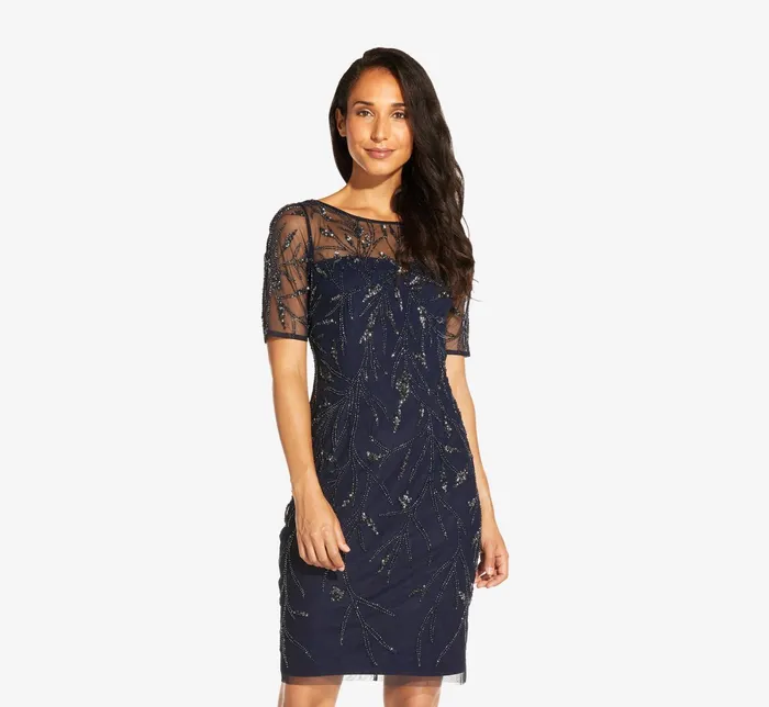 Adrianna Papell HandBeaded Cocktail Dress In Midnight Midnight Women Cocktail Dresses Adrianna Papell HandBeaded Cocktail Dress In Midnight Midnight Women Cocktail Dresses