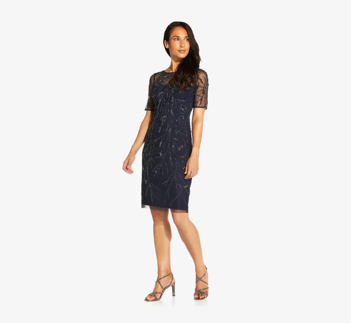 Adrianna Papell HandBeaded Cocktail Dress In Midnight Midnight Women Cocktail Dresses Adrianna Papell HandBeaded Cocktail Dress In Midnight Midnight Women Cocktail Dresses
