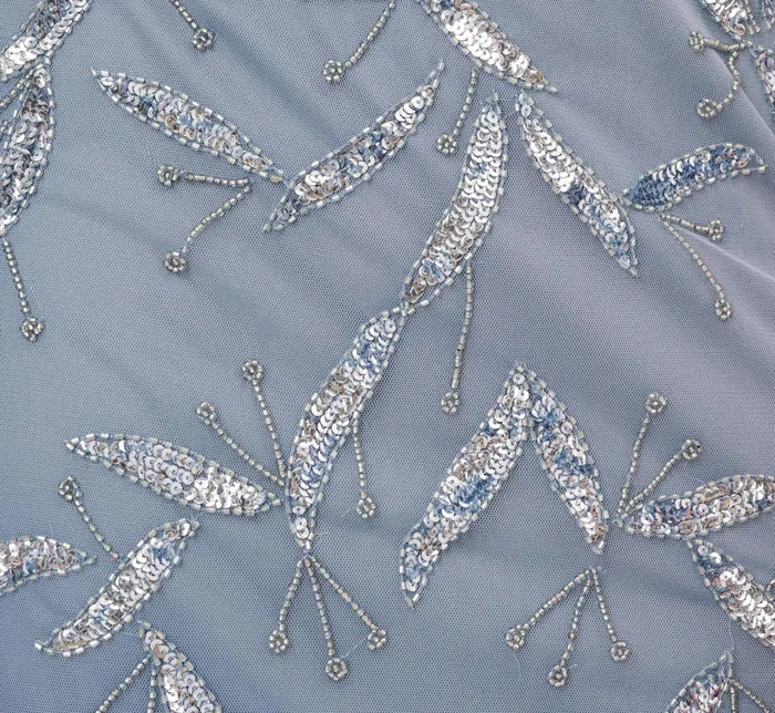 Adrianna Papell Hand Beaded Cold Shoulder Popover Long ALine Gown In Vintage Blue Vintage Blue Women Long Dresses Adrianna Papell Hand Beaded Cold Shoulder Popover Long ALine Gown In Vintage Blue Vintage Blue Women Long Dresses
