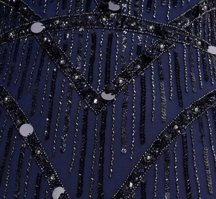 Adrianna Papell Hand Beaded Illusion Long Mermaid Gown In Navy Navy Women Long Dresses Adrianna Papell Hand Beaded Illusion Long Mermaid Gown In Navy Navy Women Long Dresses