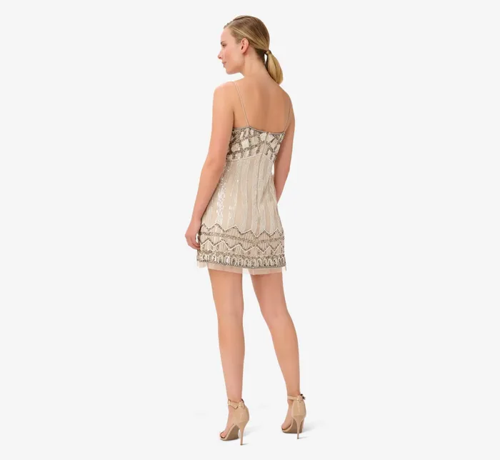 Adrianna Papell HandBeaded Short Cocktail Dress In Biscotti Biscotti Women Cocktail Dresses Adrianna Papell HandBeaded Short Cocktail Dress In Biscotti Biscotti Women Cocktail Dresses