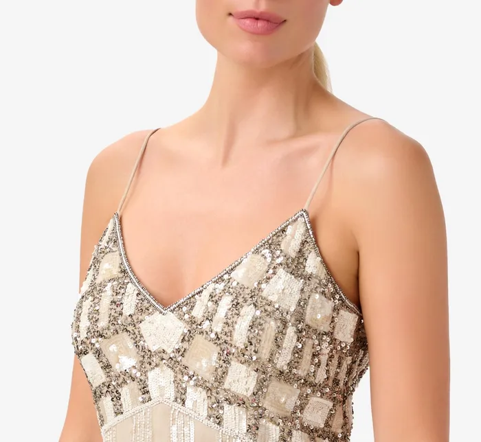 Adrianna Papell HandBeaded Short Cocktail Dress In Biscotti Biscotti Women Cocktail Dresses Adrianna Papell HandBeaded Short Cocktail Dress In Biscotti Biscotti Women Cocktail Dresses