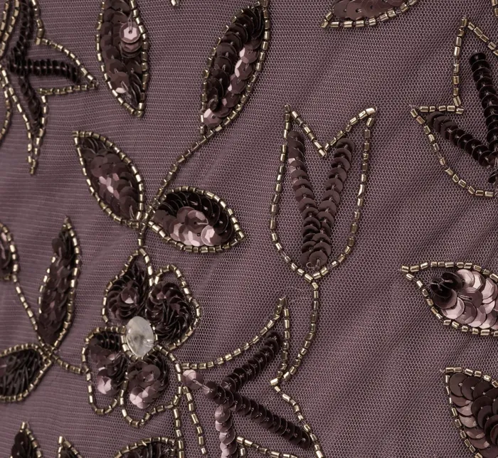 Adrianna Papell Hand Beaded Short Sleeve Floral Godet Gown In Night Plum Night Plum Women Floral Dresses Adrianna Papell Hand Beaded Short Sleeve Floral Godet Gown In Night Plum Night Plum Women Floral Dresses