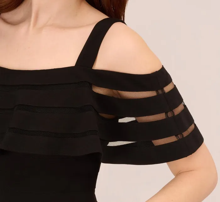 Adrianna Papell Jersey Banded Ruffled Jumpsuit With Cold Shoulder In Black Black Women Cocktail Dresses Adrianna Papell Jersey Banded Ruffled Jumpsuit With Cold Shoulder In Black Black Women Cocktail Dresses