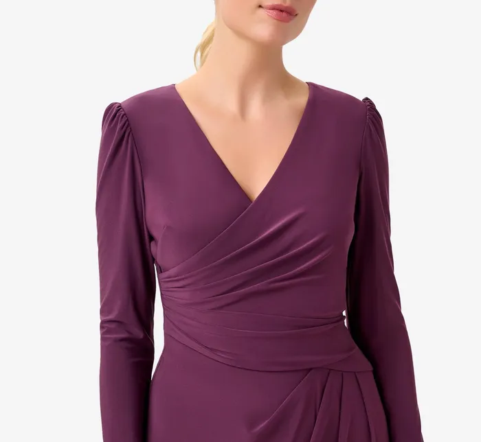 Adrianna Papell Jersey MidiLength Wrap Dress With Beaded Cuff In Rich Shiraz Rich Shiraz Women Midi Dresses Adrianna Papell Jersey MidiLength Wrap Dress With Beaded Cuff In Rich Shiraz Rich Shiraz Women Midi Dresses
