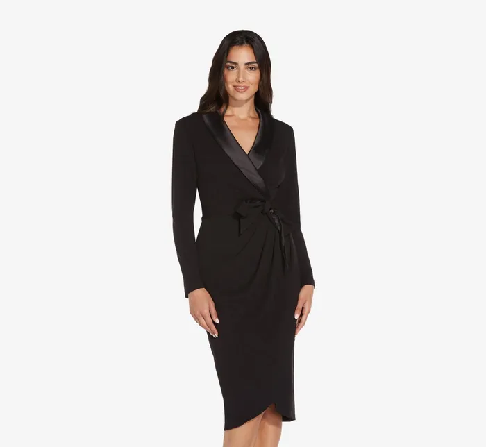 Adrianna Papell Knit Crepe Tuxedo Sheath Dress In Black Black Women Cocktail Dresses Adrianna Papell Knit Crepe Tuxedo Sheath Dress In Black Black Women Cocktail Dresses