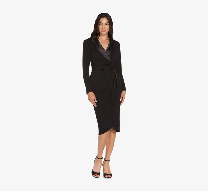 Adrianna Papell Knit Crepe Tuxedo Sheath Dress In Black Black Women Cocktail Dresses Adrianna Papell Knit Crepe Tuxedo Sheath Dress In Black Black Women Cocktail Dresses