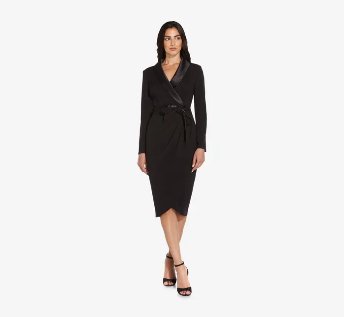 Adrianna Papell Knit Crepe Tuxedo Sheath Dress In Black Black Women Cocktail Dresses Adrianna Papell Knit Crepe Tuxedo Sheath Dress In Black Black Women Cocktail Dresses