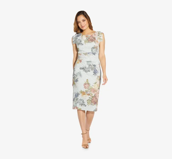Adrianna Papell Metallic Floral Matelasse MidiLength Sheath Cocktail Dress In Sky Blue Multi Sky Blue Multi Women Cocktail Dresses Adrianna Papell Metallic Floral Matelasse MidiLength Sheath Cocktail Dress In Sky Blue Multi Sky Blue Multi Women Cocktail Dresses