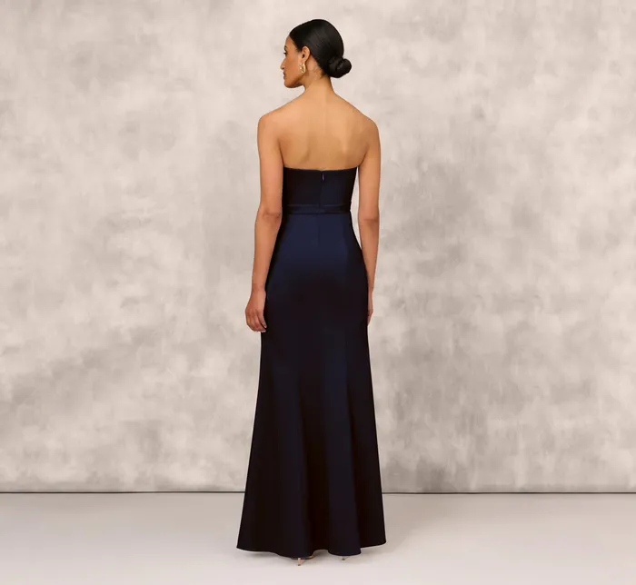 Adrianna Papell Mikado Strapless Gown With Peplum Sides In Navy Navy Women Day Dresses Adrianna Papell Mikado Strapless Gown With Peplum Sides In Navy Navy Women Day Dresses
