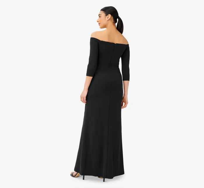 Adrianna Papell Off The Shoulder Dress With Cascading Ruffle Detail In Black Black Women Long Dresses Adrianna Papell Off The Shoulder Dress With Cascading Ruffle Detail In Black Black Women Long Dresses