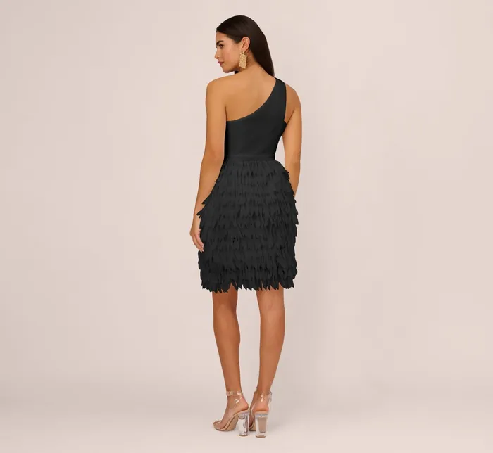 Adrianna Papell One Shoulder Cocktail Dress With Feather Chiffon Skirt In Black Black Women Cocktail Dresses Adrianna Papell One Shoulder Cocktail Dress With Feather Chiffon Skirt In Black Black Women Cocktail Dresses