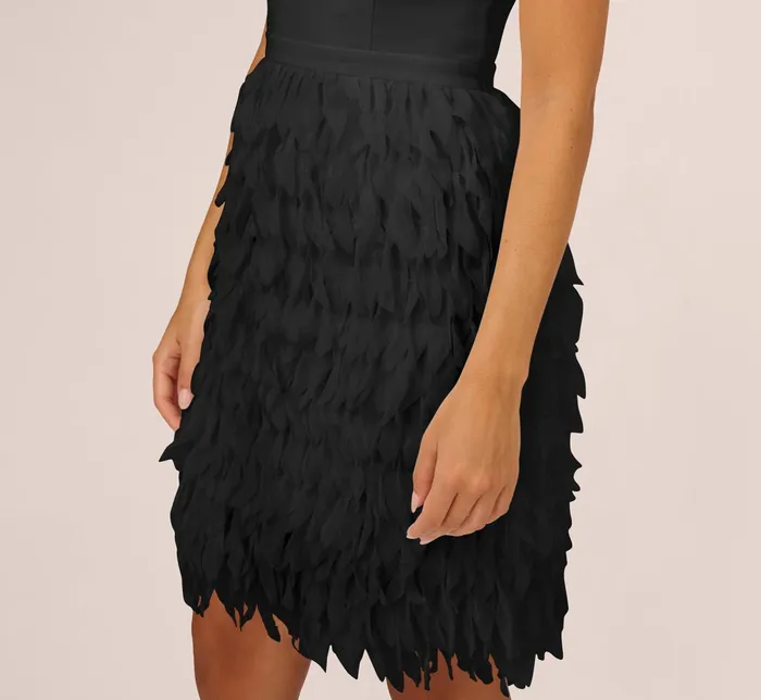 Adrianna Papell One Shoulder Cocktail Dress With Feather Chiffon Skirt In Black Black Women Cocktail Dresses Adrianna Papell One Shoulder Cocktail Dress With Feather Chiffon Skirt In Black Black Women Cocktail Dresses