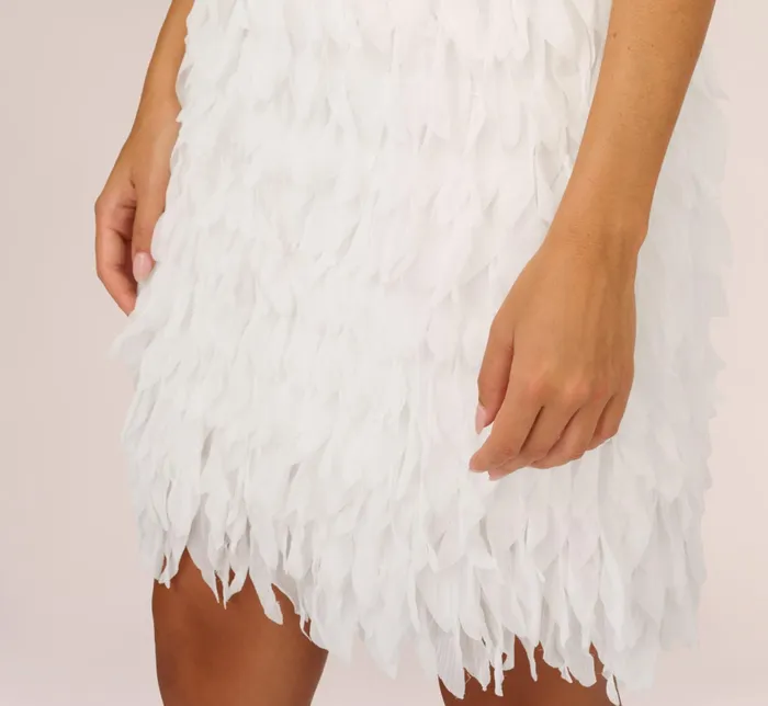 Adrianna Papell One Shoulder Cocktail Dress With Feather Chiffon Skirt In Ivory Ivory Women Short Wedding Dresses Adrianna Papell One Shoulder Cocktail Dress With Feather Chiffon Skirt In Ivory Ivory Women Short Wedding Dresses