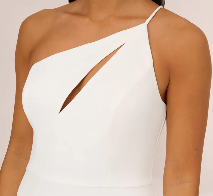 Adrianna Papell One Shoulder Crepe Dress With Cutout Neckline In Ivory Ivory Women Cocktail Dresses Adrianna Papell One Shoulder Crepe Dress With Cutout Neckline In Ivory Ivory Women Cocktail Dresses