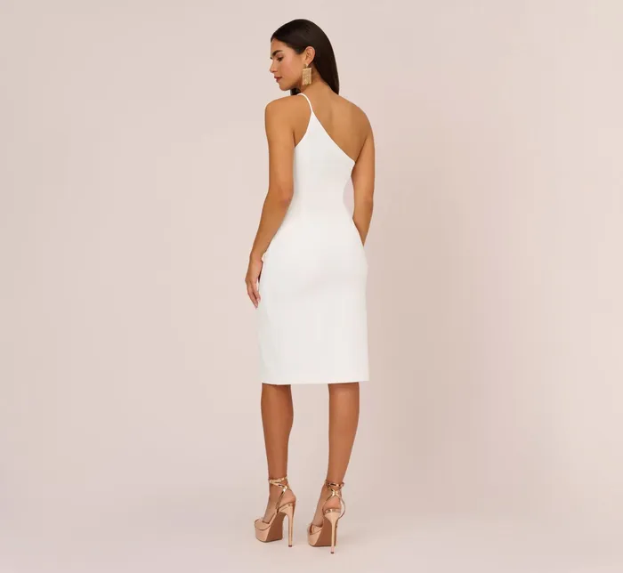 Adrianna Papell One Shoulder Crepe Dress With Cutout Neckline In Ivory Ivory Women Cocktail Dresses Adrianna Papell One Shoulder Crepe Dress With Cutout Neckline In Ivory Ivory Women Cocktail Dresses