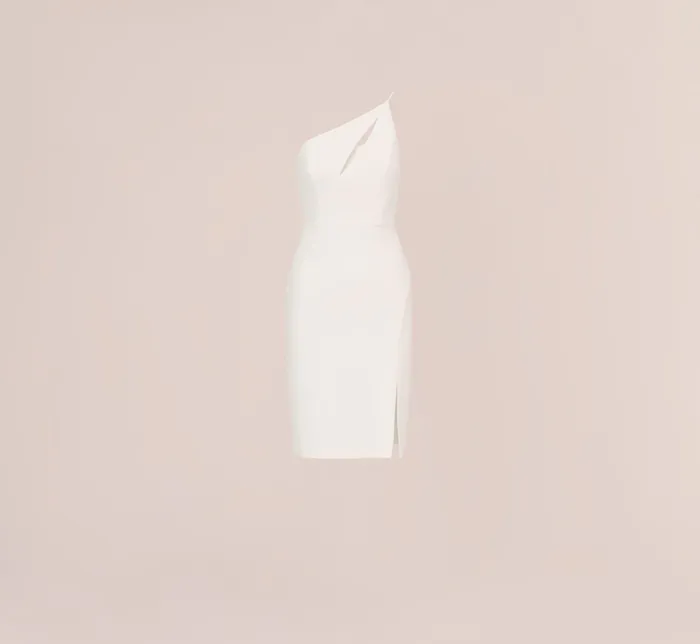 Adrianna Papell One Shoulder Crepe Dress With Cutout Neckline In Ivory Ivory Women Cocktail Dresses Adrianna Papell One Shoulder Crepe Dress With Cutout Neckline In Ivory Ivory Women Cocktail Dresses