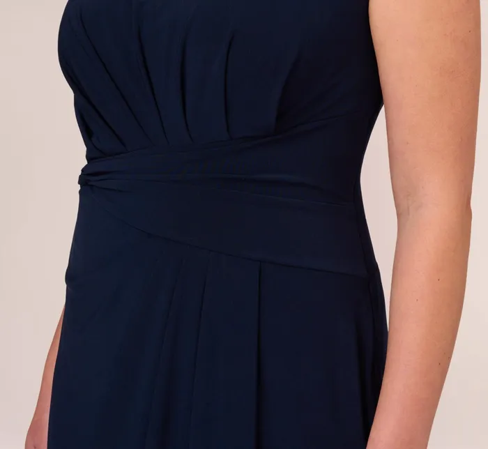 Adrianna Papell Plus Size Asymmetrical Draped Midi Dress In Midnight Midnight Women Day Dresses Adrianna Papell Plus Size Asymmetrical Draped Midi Dress In Midnight Midnight Women Day Dresses
