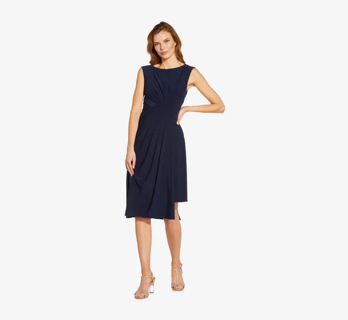 Adrianna Papell Plus Size Asymmetrical Draped Midi Dress In Midnight Midnight Women Day Dresses Adrianna Papell Plus Size Asymmetrical Draped Midi Dress In Midnight Midnight Women Day Dresses