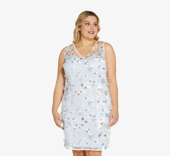 Adrianna Papell Plus Size Floral Embroidered Sheath Dress In Clearwater Ivory ClearwaterIvory Women Floral Dresses Adrianna Papell Plus Size Floral Embroidered Sheath Dress In Clearwater Ivory ClearwaterIvory Women Floral Dresses