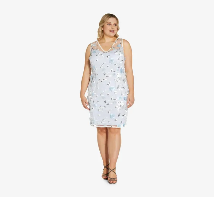 Adrianna Papell Plus Size Floral Embroidered Sheath Dress In Clearwater Ivory ClearwaterIvory Women Floral Dresses Adrianna Papell Plus Size Floral Embroidered Sheath Dress In Clearwater Ivory ClearwaterIvory Women Floral Dresses