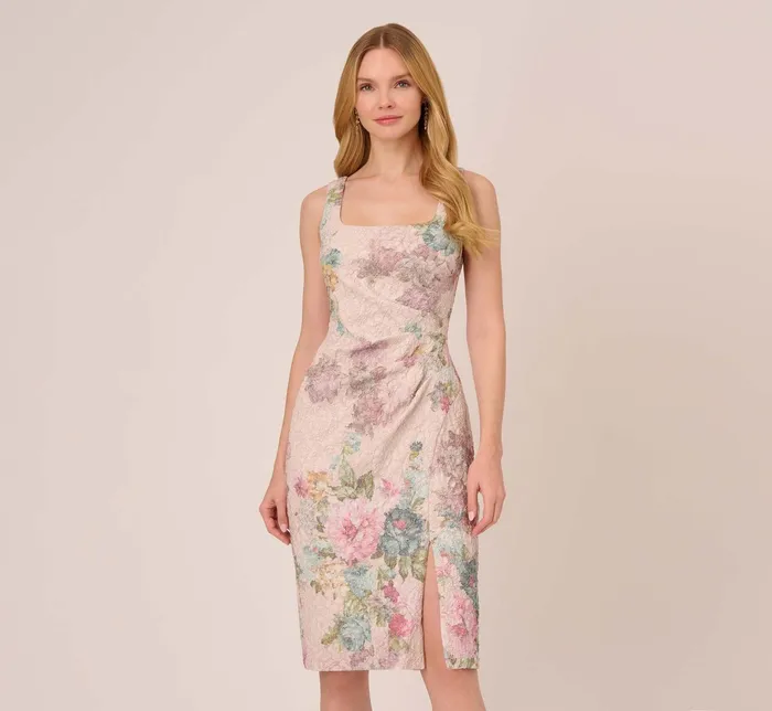 Adrianna Papell Plus Size Floral Matelasse Sheath Dress With Draped Details In Marble Multi Marble Multi Women Floral Dresses Adrianna Papell Plus Size Floral Matelasse Sheath Dress With Draped Details In Marble Multi Marble Multi Women Floral Dresses