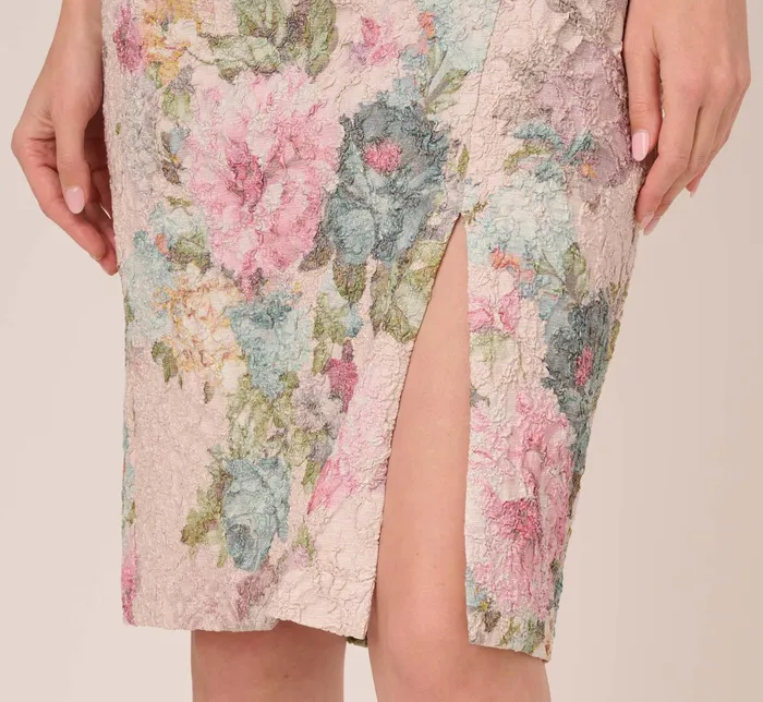 Adrianna Papell Plus Size Floral Matelasse Sheath Dress With Draped Details In Marble Multi Marble Multi Women Floral Dresses Adrianna Papell Plus Size Floral Matelasse Sheath Dress With Draped Details In Marble Multi Marble Multi Women Floral Dresses