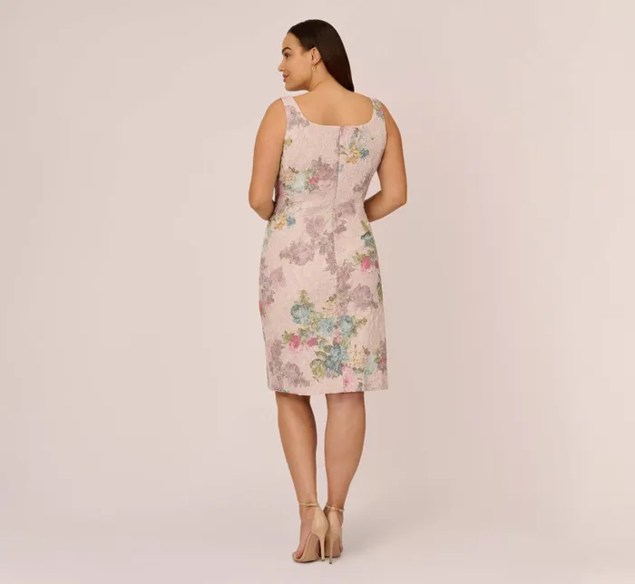 Adrianna Papell Plus Size Floral Matelasse Sheath Dress With Draped Details In Marble Multi Marble Multi Women Floral Dresses Adrianna Papell Plus Size Floral Matelasse Sheath Dress With Draped Details In Marble Multi Marble Multi Women Floral Dresses