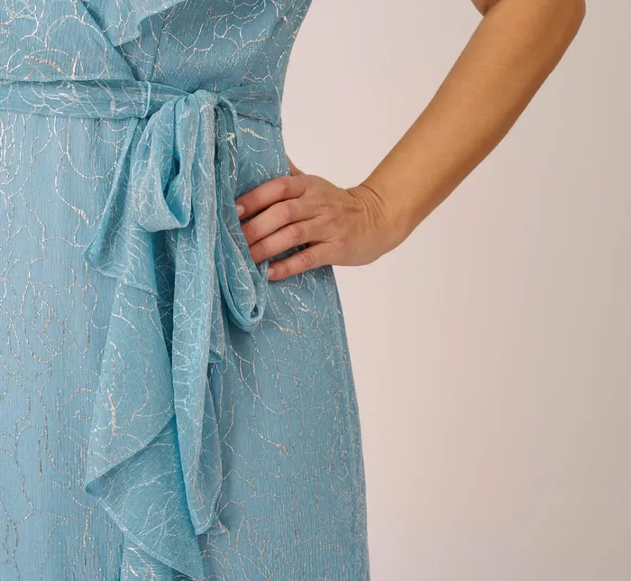 Adrianna Papell Plus Size Floral Metallic Stencil MidiLength Mermaid Dress With Capelet In Light Blue Light Blue Women Floral Dresses Adrianna Papell Plus Size Floral Metallic Stencil MidiLength Mermaid Dress With Capelet In Light Blue Light Blue Women Floral Dresses