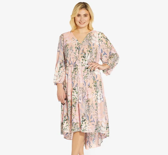 Adrianna Papell Plus Size FloralPrint Chiffon Short Dress In Blush Multi Blush Multi Women Floral Dresses Adrianna Papell Plus Size FloralPrint Chiffon Short Dress In Blush Multi Blush Multi Women Floral Dresses