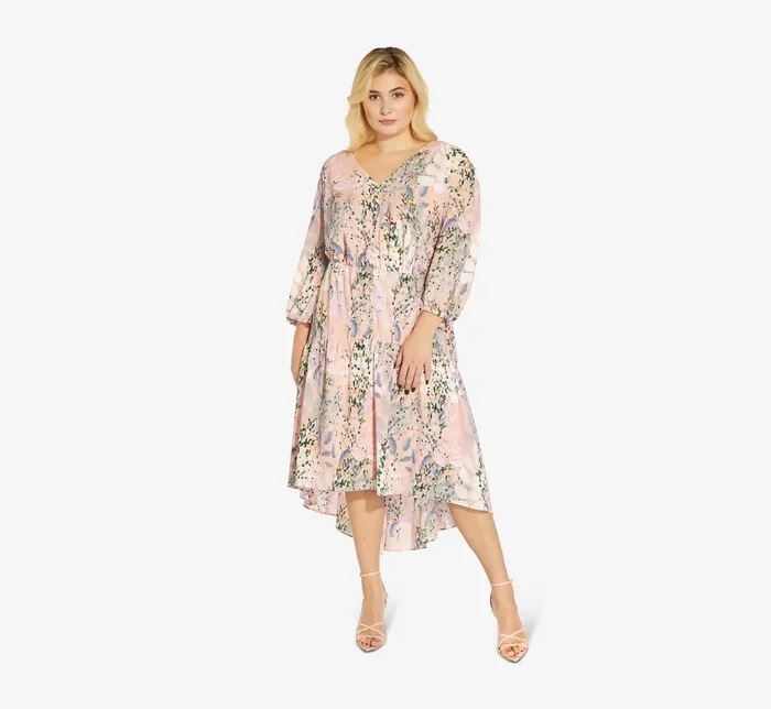 Adrianna Papell Plus Size FloralPrint Chiffon Short Dress In Blush Multi Blush Multi Women Floral Dresses Adrianna Papell Plus Size FloralPrint Chiffon Short Dress In Blush Multi Blush Multi Women Floral Dresses