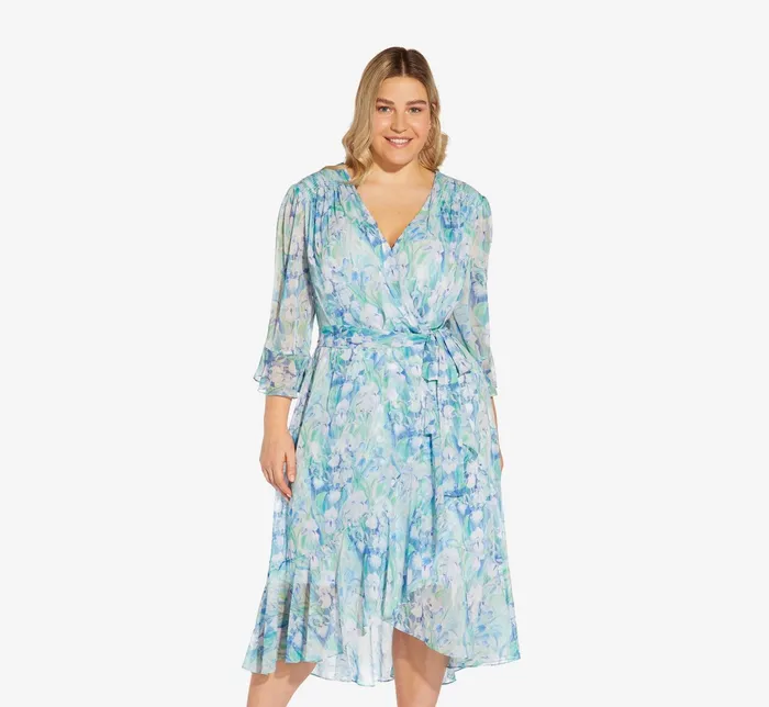 Adrianna Papell Plus Size FloralPrinted Chiffon Short Dress In Blue Multi Blue Multi Women Floral Dresses Adrianna Papell Plus Size FloralPrinted Chiffon Short Dress In Blue Multi Blue Multi Women Floral Dresses