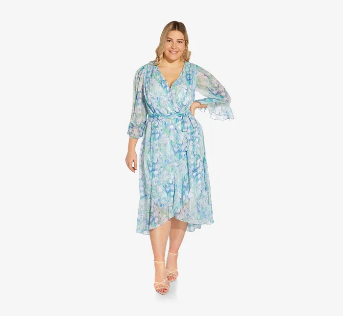 Adrianna Papell Plus Size FloralPrinted Chiffon Short Dress In Blue Multi Blue Multi Women Floral Dresses Adrianna Papell Plus Size FloralPrinted Chiffon Short Dress In Blue Multi Blue Multi Women Floral Dresses