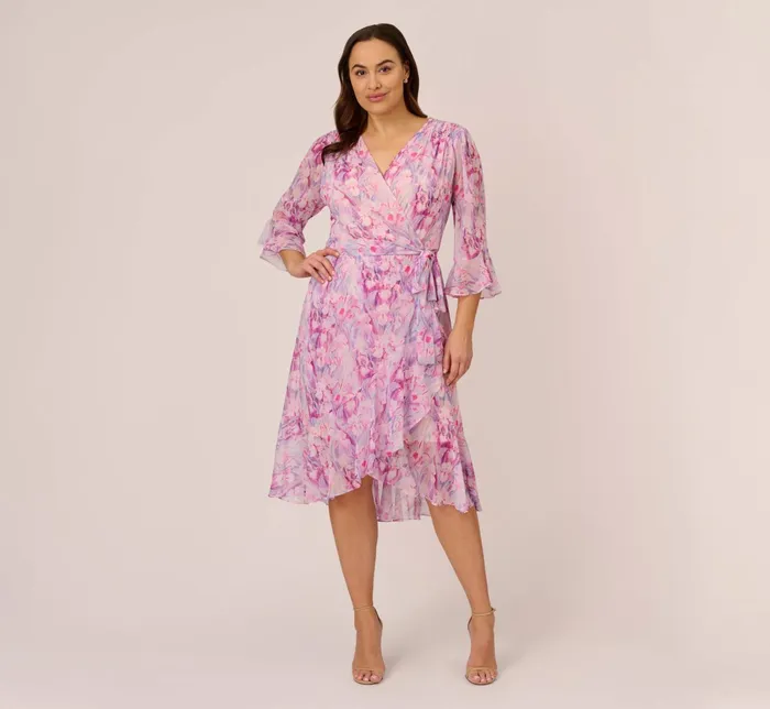 Adrianna Papell Plus Size FloralPrinted Chiffon Short Dress In Pink Multi Pink Multi Women Floral Dresses Adrianna Papell Plus Size FloralPrinted Chiffon Short Dress In Pink Multi Pink Multi Women Floral Dresses