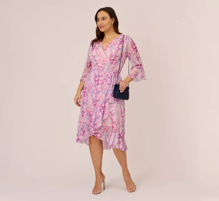 Adrianna Papell Plus Size FloralPrinted Chiffon Short Dress In Pink Multi Pink Multi Women Floral Dresses Adrianna Papell Plus Size FloralPrinted Chiffon Short Dress In Pink Multi Pink Multi Women Floral Dresses