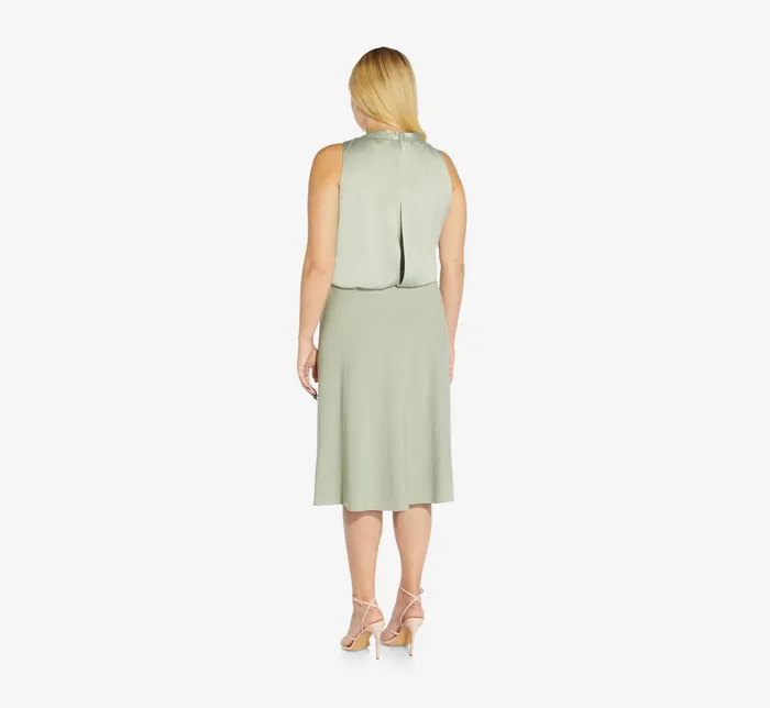 Adrianna Papell Plus Size Satin Crepe MidiLength Halter Dress With Keyhole In Willow Willow Women Day Dresses Adrianna Papell Plus Size Satin Crepe MidiLength Halter Dress With Keyhole In Willow Willow Women Day Dresses