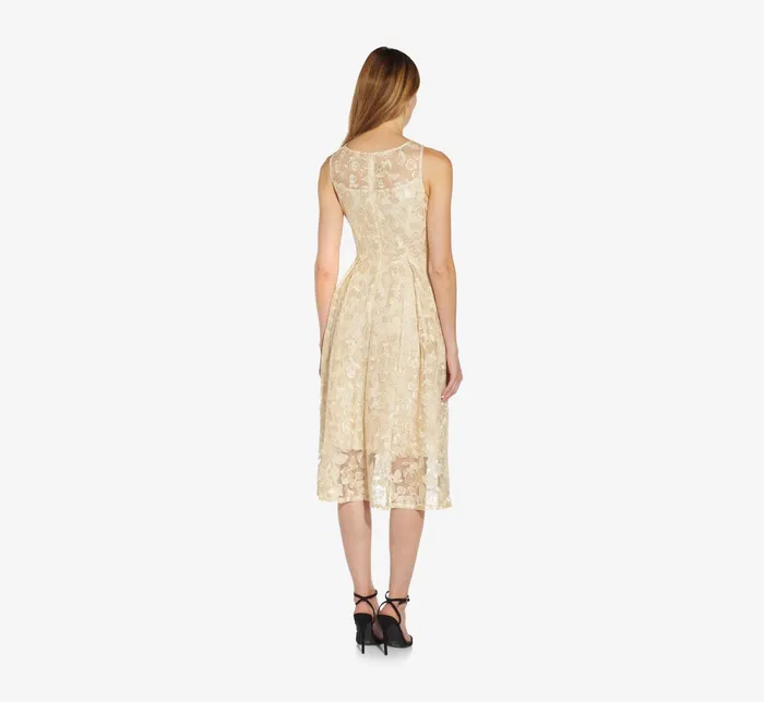 Adrianna Papell Plus Size Sleeveless Floral Embroidered Midi Length Fit And Flare Dress In Ivory Bisque IvoryBisque Women Floral Dresses Adrianna Papell Plus Size Sleeveless Floral Embroidered Midi Length Fit And Flare Dress In Ivory Bisque IvoryBisque Women Floral Dresses