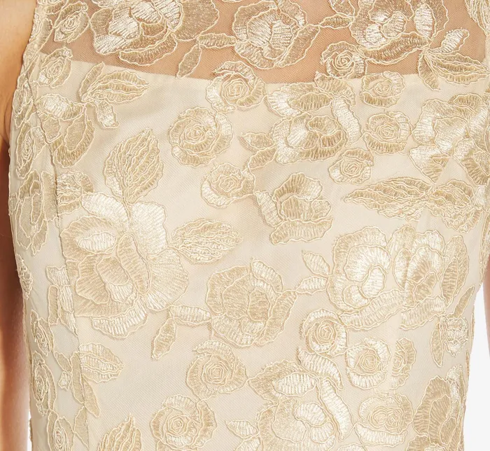 Adrianna Papell Plus Size Sleeveless Floral Embroidered Midi Length Fit And Flare Dress In Ivory Bisque IvoryBisque Women Floral Dresses Adrianna Papell Plus Size Sleeveless Floral Embroidered Midi Length Fit And Flare Dress In Ivory Bisque IvoryBisque Women Floral Dresses