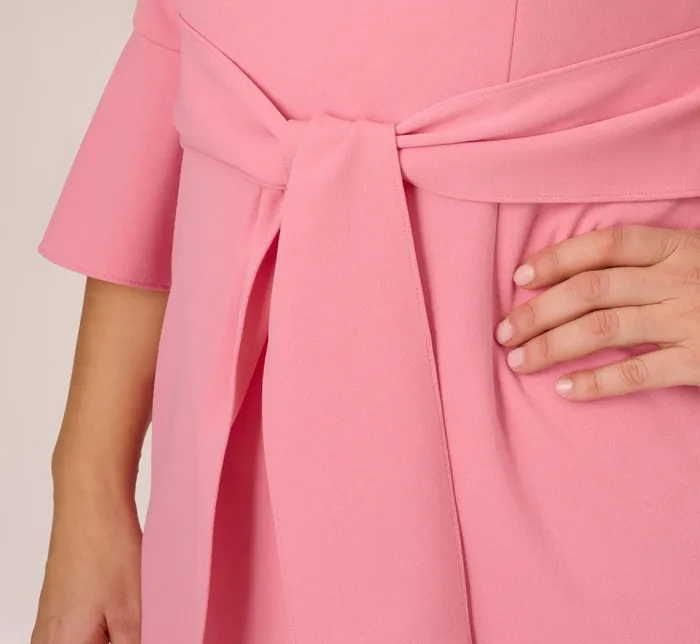 Adrianna Papell Plus Size Stretch Knit Crepe TieFront MidiLength Sheath Dress In Faded Rose Faded Rose Women Day Dresses Adrianna Papell Plus Size Stretch Knit Crepe TieFront MidiLength Sheath Dress In Faded Rose Faded Rose Women Day Dresses