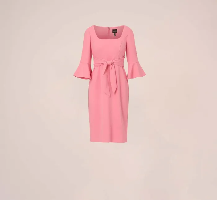 Adrianna Papell Plus Size Stretch Knit Crepe TieFront MidiLength Sheath Dress In Faded Rose Faded Rose Women Day Dresses Adrianna Papell Plus Size Stretch Knit Crepe TieFront MidiLength Sheath Dress In Faded Rose Faded Rose Women Day Dresses