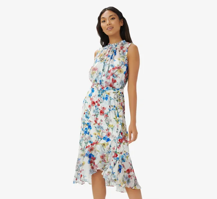 Adrianna Papell Printed Floral Midi Dress In Ivory Coral Multi IvoryCoral Multi Women Floral Dresses Adrianna Papell Printed Floral Midi Dress In Ivory Coral Multi IvoryCoral Multi Women Floral Dresses