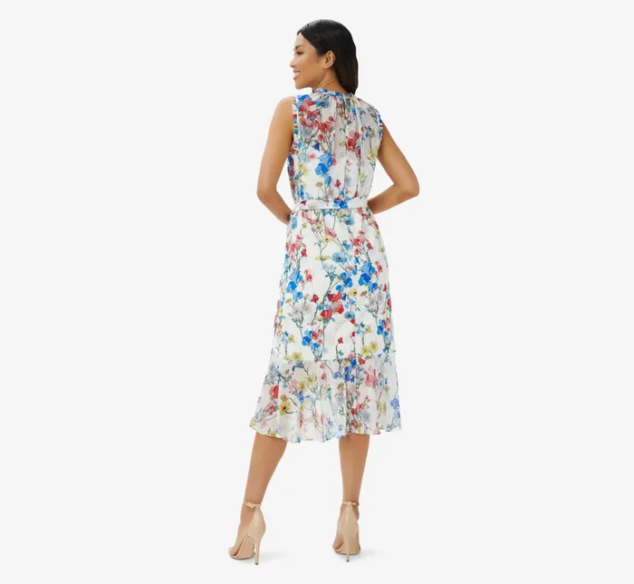 Adrianna Papell Printed Floral Midi Dress In Ivory Coral Multi IvoryCoral Multi Women Floral Dresses Adrianna Papell Printed Floral Midi Dress In Ivory Coral Multi IvoryCoral Multi Women Floral Dresses