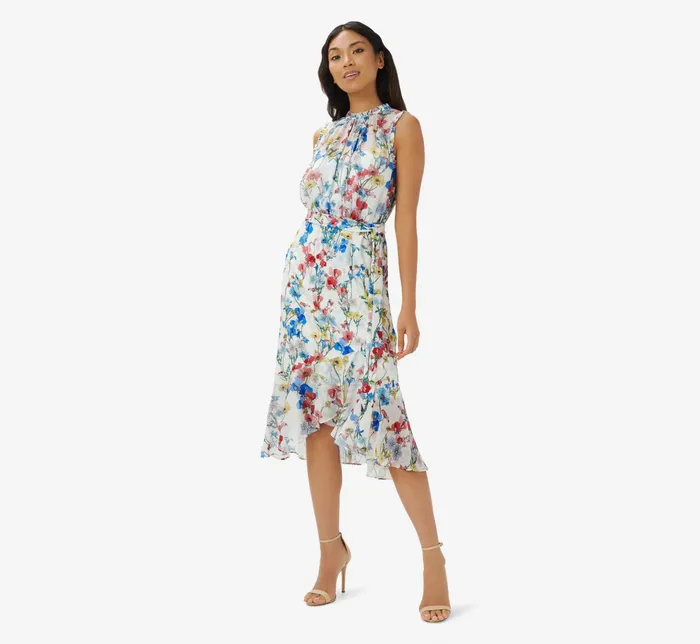 Adrianna Papell Printed Floral Midi Dress In Ivory Coral Multi IvoryCoral Multi Women Floral Dresses Adrianna Papell Printed Floral Midi Dress In Ivory Coral Multi IvoryCoral Multi Women Floral Dresses