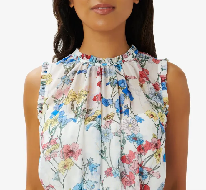 Adrianna Papell Printed Floral Midi Dress In Ivory Coral Multi IvoryCoral Multi Women Floral Dresses Adrianna Papell Printed Floral Midi Dress In Ivory Coral Multi IvoryCoral Multi Women Floral Dresses