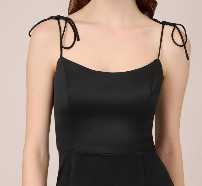 Adrianna Papell Satin Crepe Long Gown In Black Black Women Long Dresses Adrianna Papell Satin Crepe Long Gown In Black Black Women Long Dresses