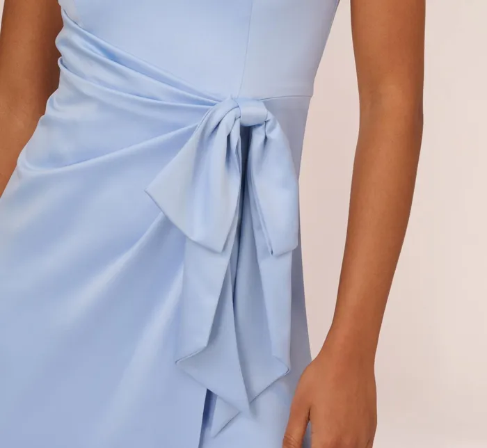 Adrianna Papell Satin Crepe Mermaid Gown With Tie Waist In Blue Breeze Blue Breeze Women Long Dresses Adrianna Papell Satin Crepe Mermaid Gown With Tie Waist In Blue Breeze Blue Breeze Women Long Dresses
