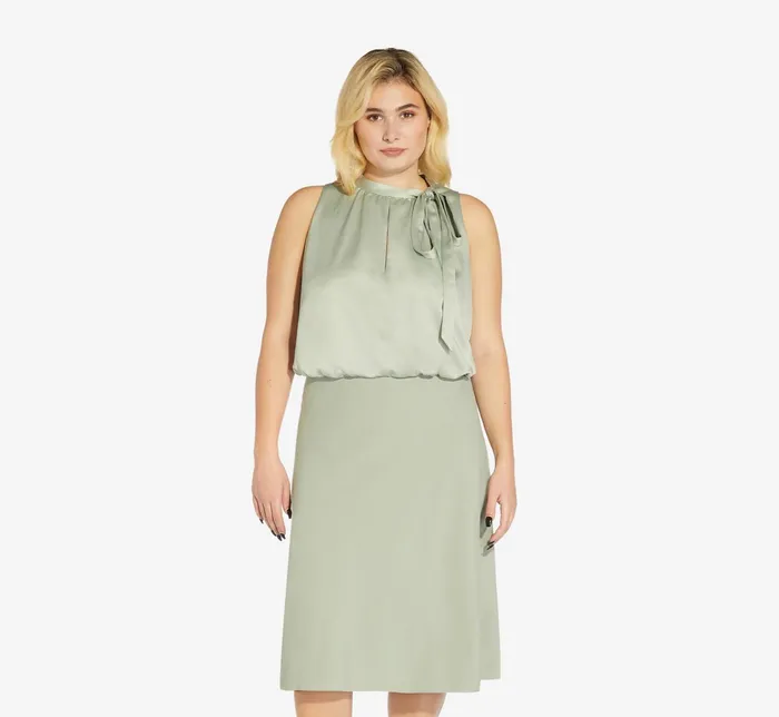 Adrianna Papell Satin Crepe MidiLength Halter Dress With Keyhole In Dark Navy Dark Navy Women Day Dresses Adrianna Papell Satin Crepe MidiLength Halter Dress With Keyhole In Dark Navy Dark Navy Women Day Dresses