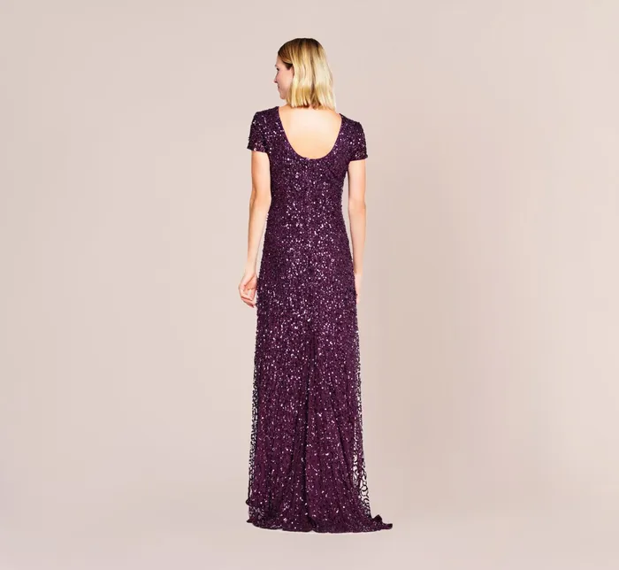 Adrianna Papell Scoop Back Sequin Gown In Cabernet Cabernet Women Long Dresses Adrianna Papell Scoop Back Sequin Gown In Cabernet Cabernet Women Long Dresses