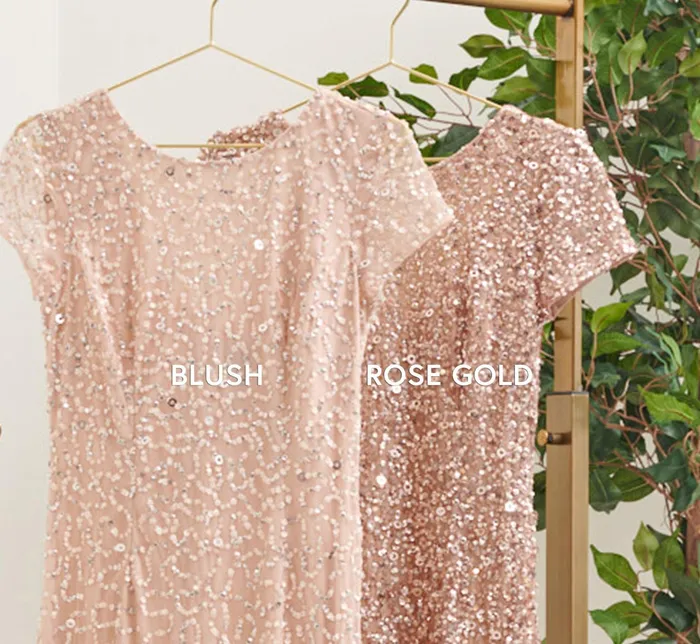 Adrianna Papell Scoop Back Sequin Gown In Rose Gold Rose Gold Women Long Dresses Adrianna Papell Scoop Back Sequin Gown In Rose Gold Rose Gold Women Long Dresses